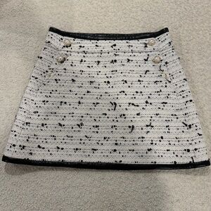 Alice + Olivia Black and White Tweed Mini Skirt